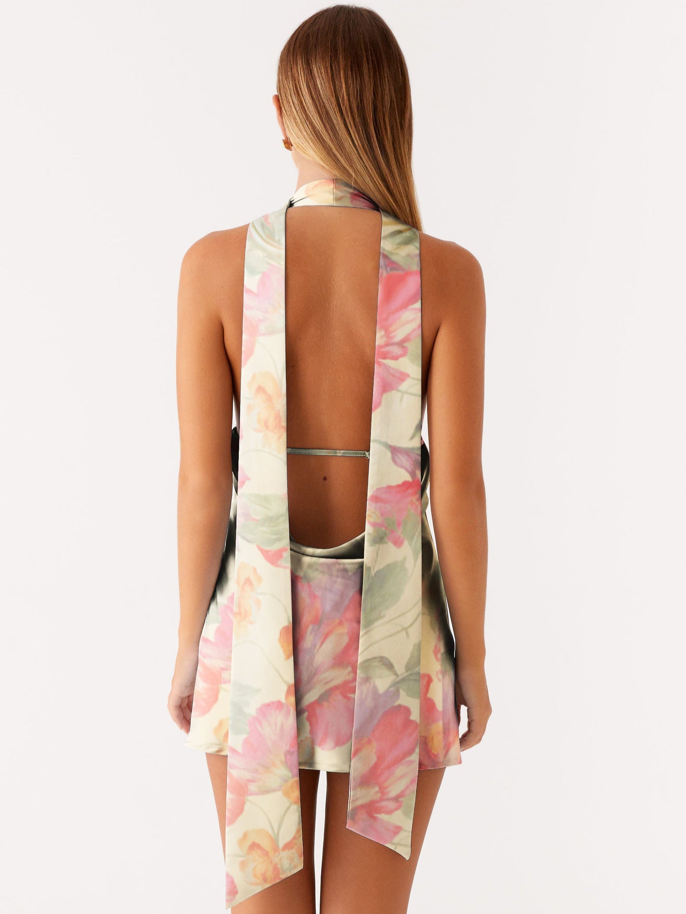Strapless V-neck Backless Mini Dress