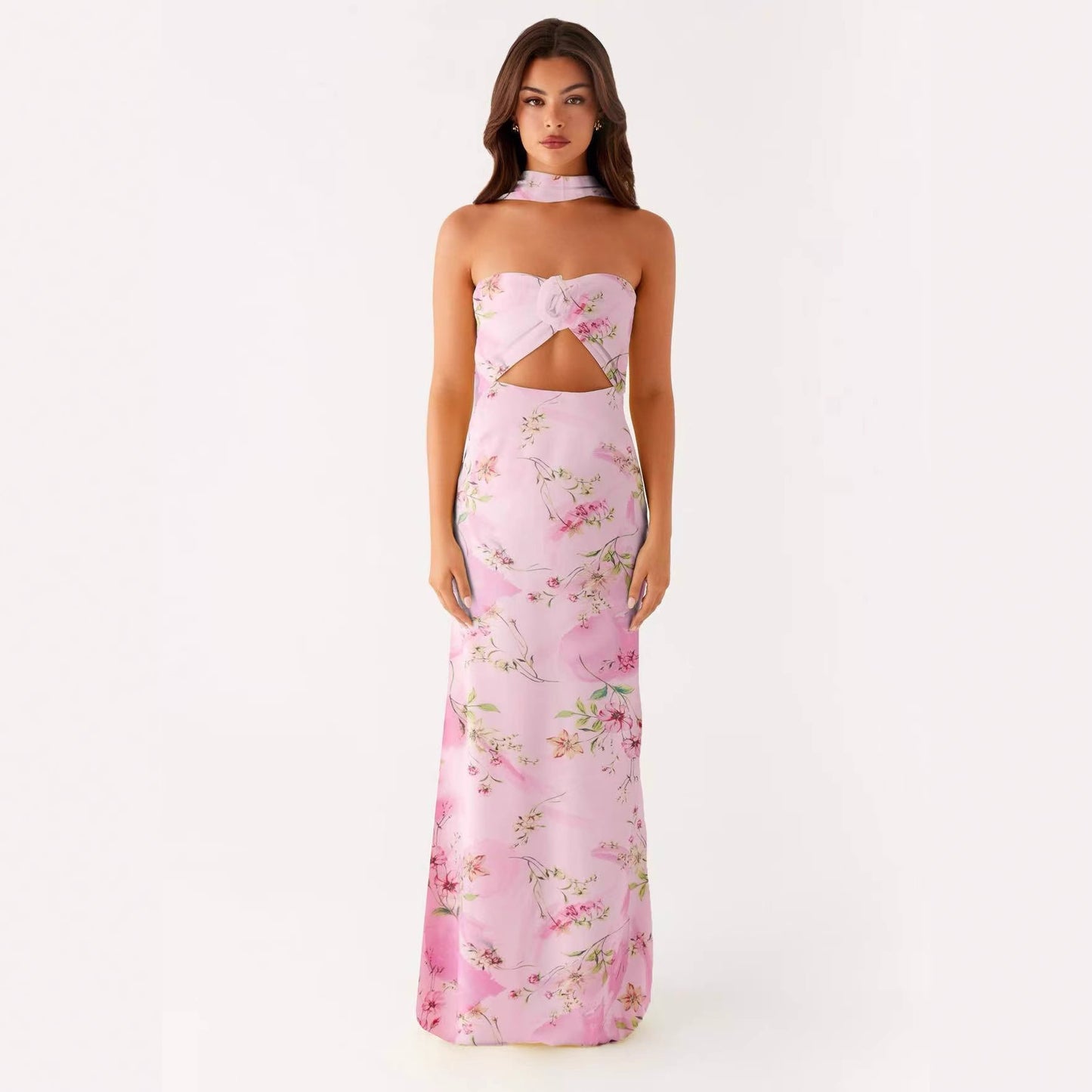 Floral Cut Out Backless Summer Dress