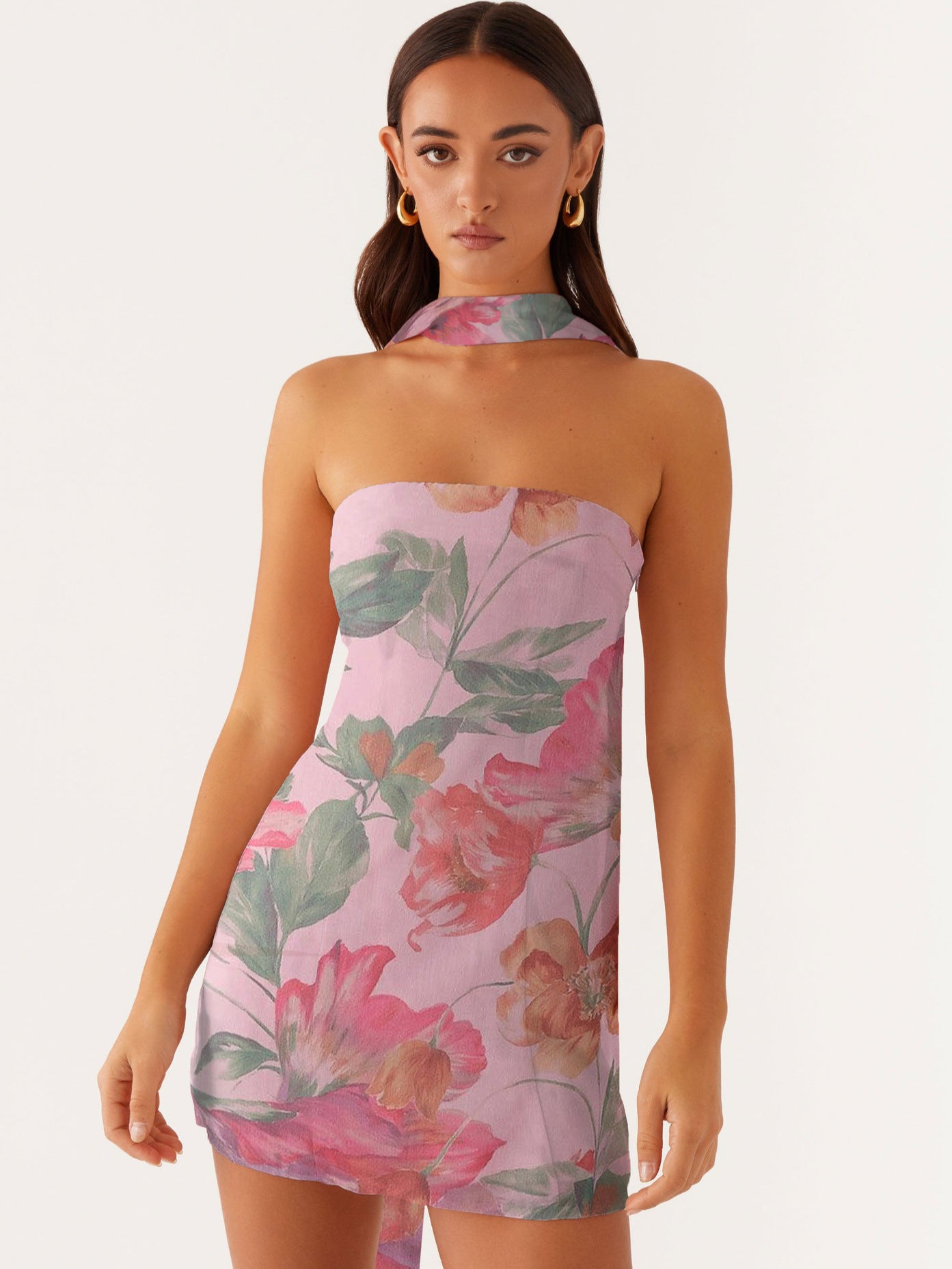 Floral Print Tube Top Dress