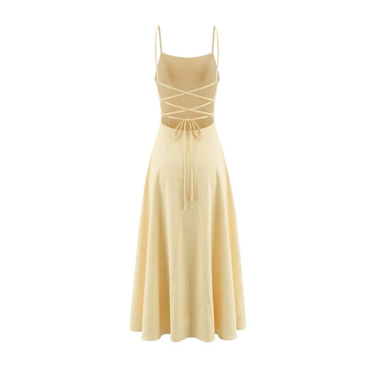 Cross-Back Lace-Up Hollow-Out Strap Dress