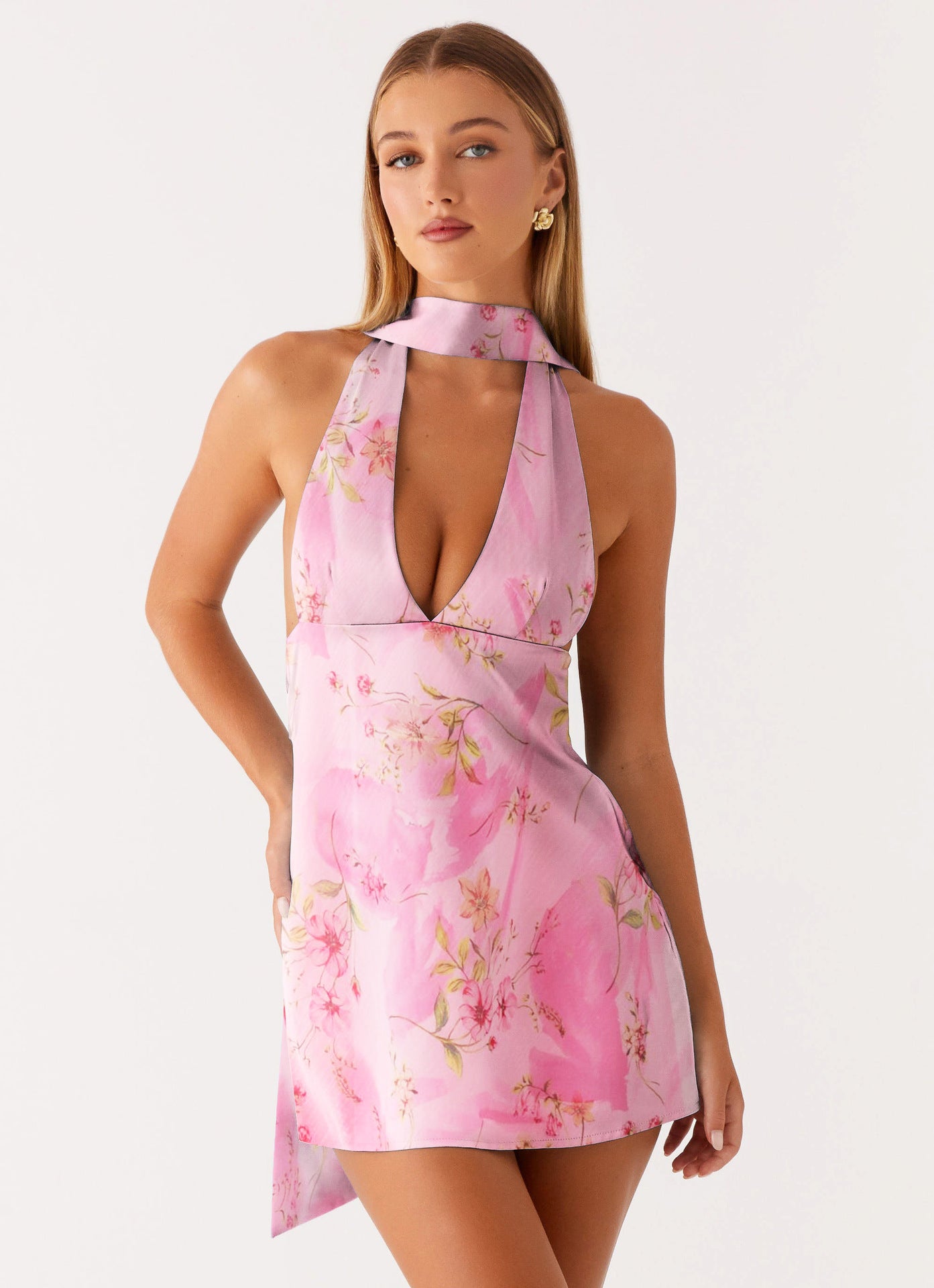 Strapless V-neck Backless Mini Dress