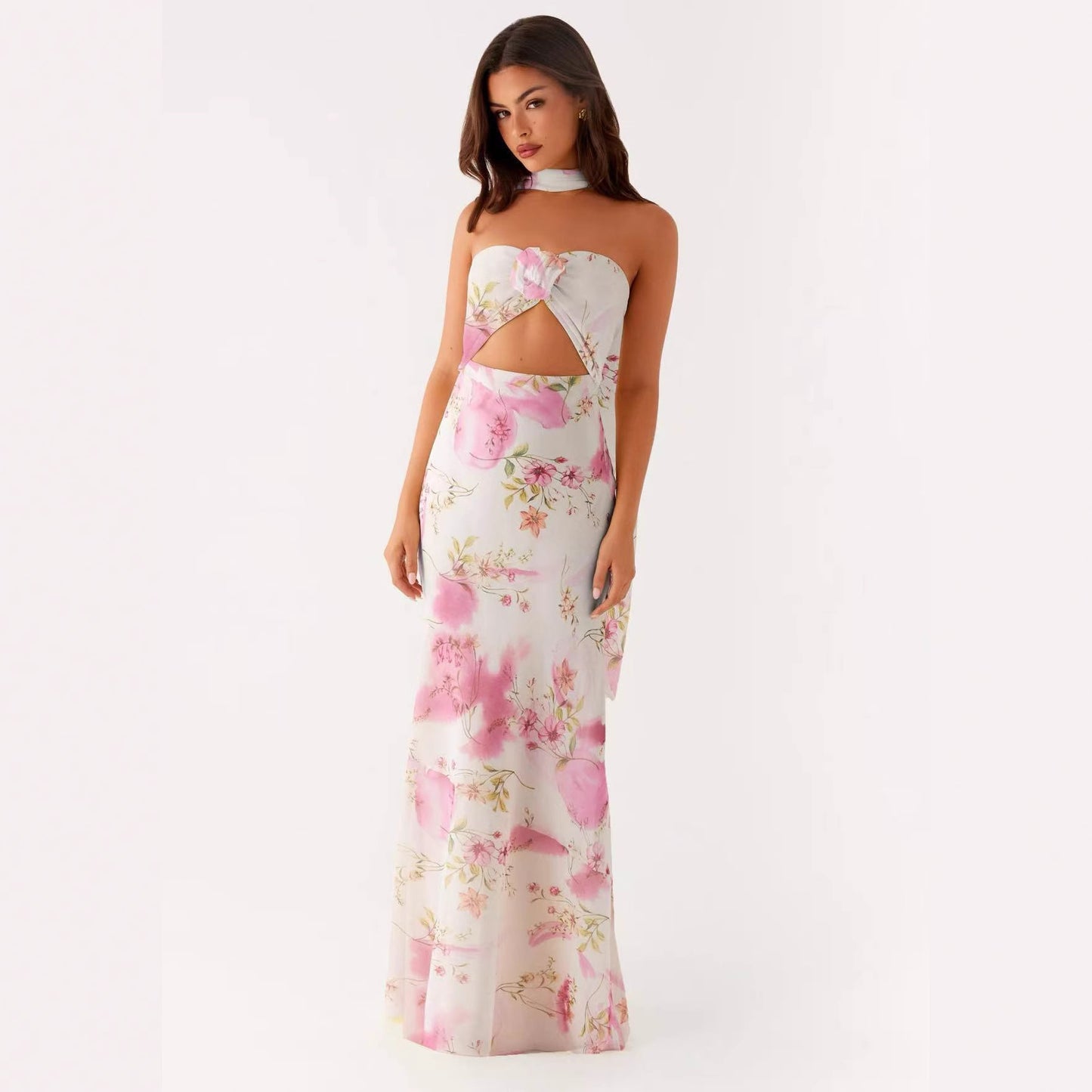 Floral Cut Out Backless Summer Dress