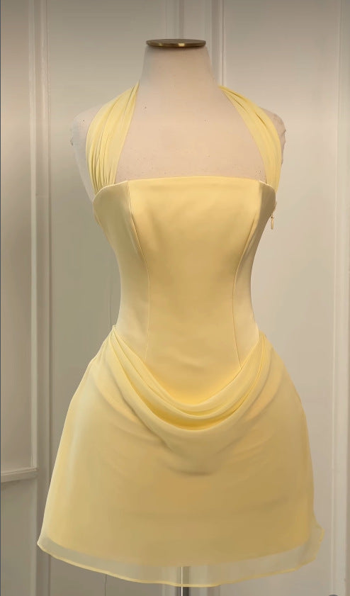 Halter Neck Waist Cinching A-Line Dress